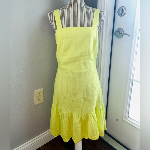 NY&Co Yellow Linen Blend Flare Dress (NWT) - Picture 2 of 8